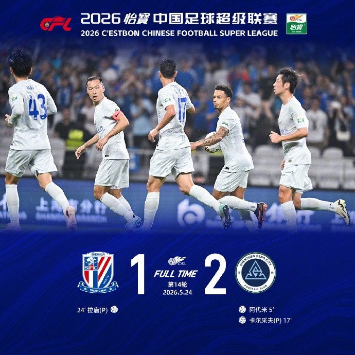 阿代米闪击 卡尔采夫点射 深圳客场2-1终结申花不败